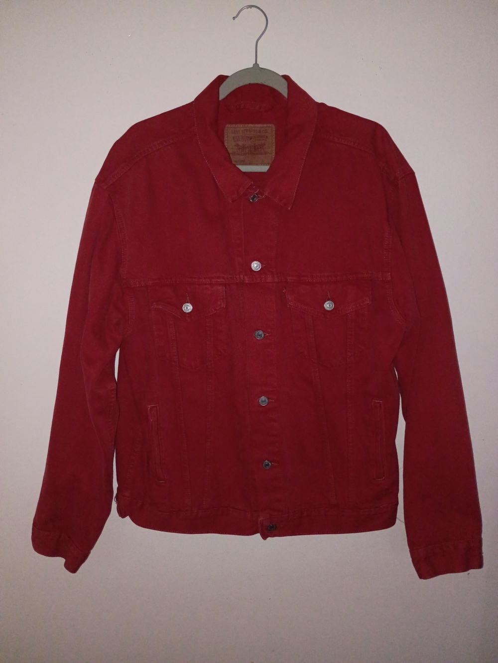 VTG Levi's Men's Faded Red Denim Trucker Jacket Sz L
